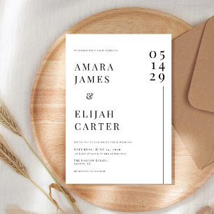 Invitation Mariage Minimaliste Noir et Blanc Moderne