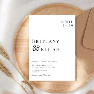 Invitation Mariage minimaliste noir et blanc moderne