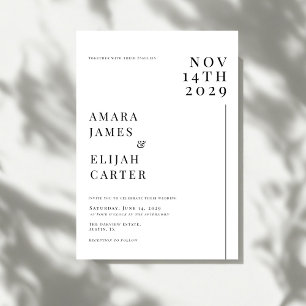 Invitation Mariage minimaliste noir et blanc moderne