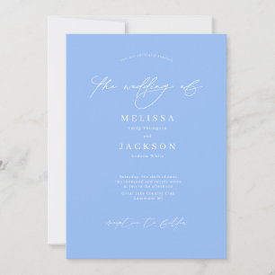 Invitation Mariage minimaliste Peri Blue scénarisé