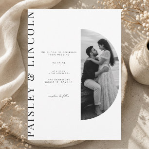Invitation Mariage minimaliste Photo d'arche Noir & Blanc