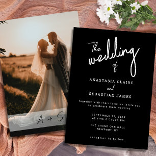 Invitation Mariage minimaliste photo noir et blanc avec calli