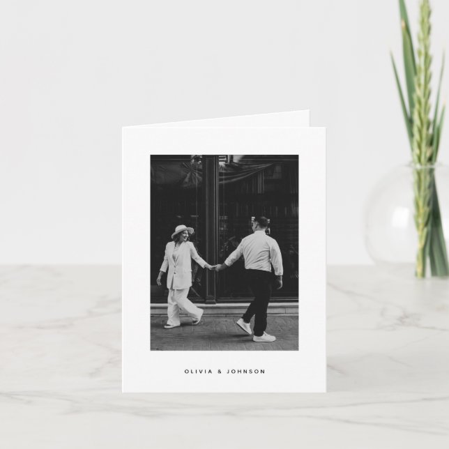 Invitation Mariage Minimaliste Photo Plié (Devant)