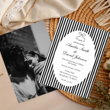Mariage minimaliste rayure noir blanc Chic Bow
