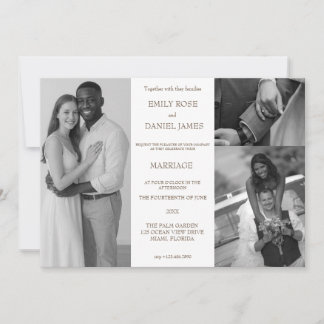 Invitation Mariage minimaliste rétro en collage photo