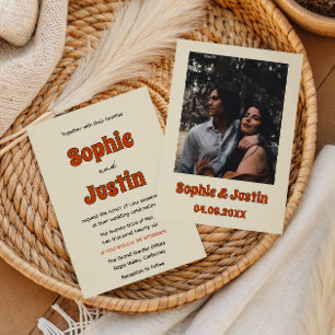 Invitation Mariage Minimaliste Rétro Groovy Orange Brûlé