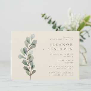 Invitation Mariage minimaliste rustique de verdure botanique