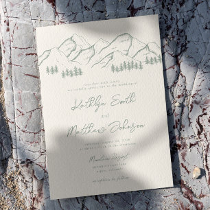 Invitation Mariage minimaliste Sage Green Mountain Pine Tree
