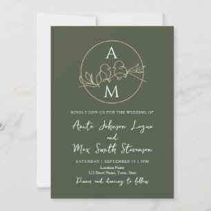 Invitation Mariage minimaliste Sage vert