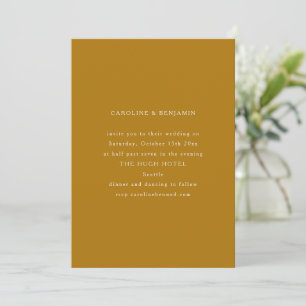 Invitation Mariage Minimaliste Sérieux Or Moutarde Classique