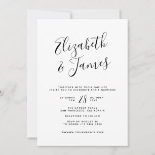 Invitation Mariage minimaliste simple avec détails RSVP