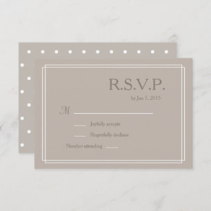 Invitation Mariage minimaliste taupe blanc pois RSVP