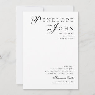 Invitation Mariage Minimaliste Typographie Noir Blanc