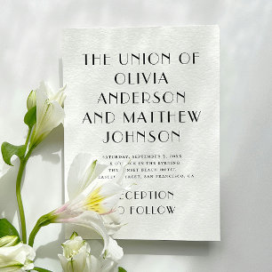 Invitation Mariage Minimaliste Typographie Noir et Blanc