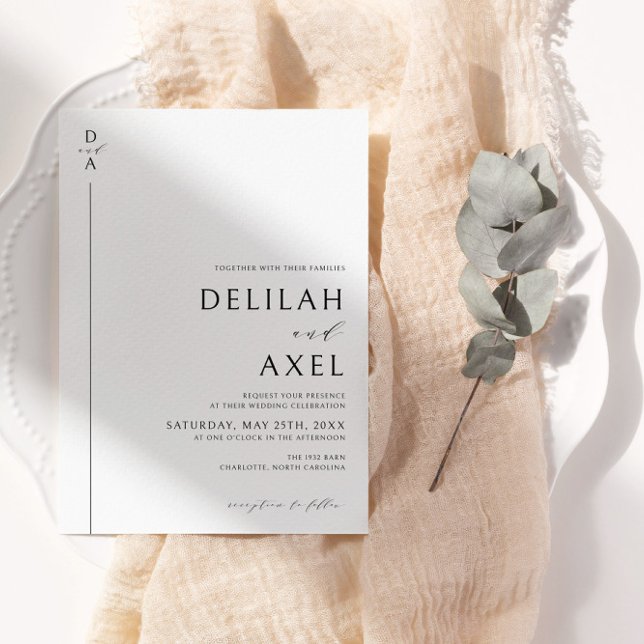 Invitation Mariage minimaliste ultra-moderne noir et blanc (Créateur téléchargé)