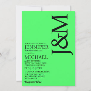 Invitation Mariage minimaliste vert citron d'été