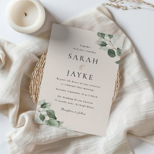 Invitation Mariage minimaliste vert élégant simplement