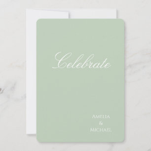 Invitation Mariage Minimaliste Vert Sauge et Blanc