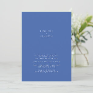 Invitation Mariage minimaliste Vintage bleu français moderne
