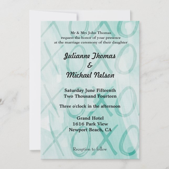 Invitation Mariage Mint XOXO (Devant)
