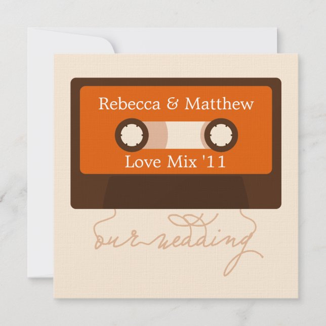 Invitation Mariage Mixtape rétro (Devant)