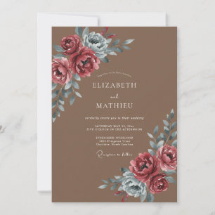 Invitation Mariage Mocha Acier Pétales