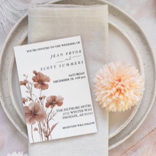 Invitation Mariage Mocha Mousse Fleurs sauvages