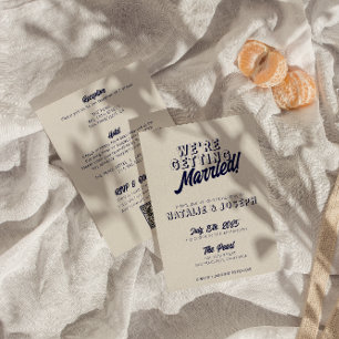 Invitation Mariage moderne à double face coloré rétro Bold