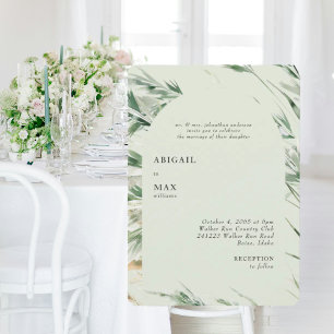Invitation Mariage Moderne à Feuillage Arrondi Light Sage 