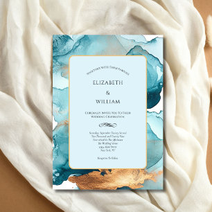 Invitation Mariage Moderne à l'encre alcoolique aquarelle sar