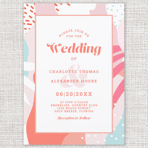 Invitation Mariage Moderne Abstrait Artistique Corail Sarcell