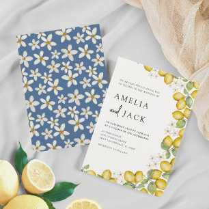 Invitation Mariage moderne aquarelle citrons et fleurs