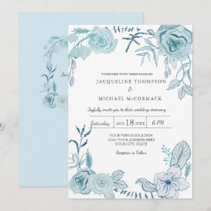 Invitation Mariage Moderne Aquarelle florale n Feuillage en B