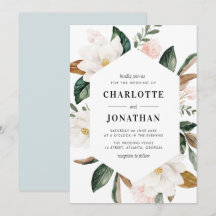 mariage moderne aquarelle magnolia cadre fleuri