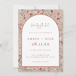 Invitation Mariage Moderne Arch Terracotta Rouille Carrelage 