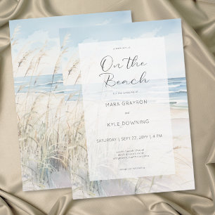 Invitation Mariage Moderne au Bord de la Mer Aquarelle sur la