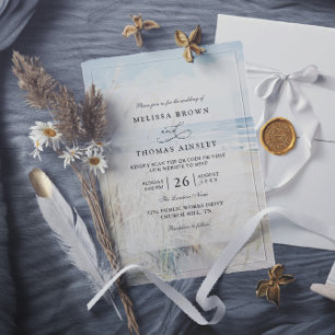 Invitation Mariage Moderne au Bord de Mer à l'Aquarelle avec