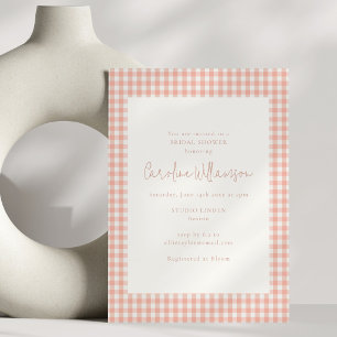 Invitation Mariage Moderne avec Carreaux Gingham Rose