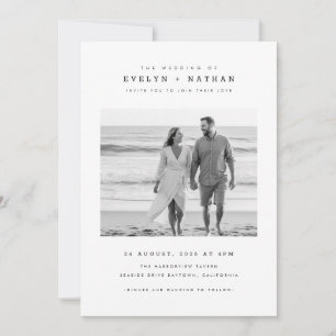 Invitation Mariage moderne avec photo en QR Code noir et blan