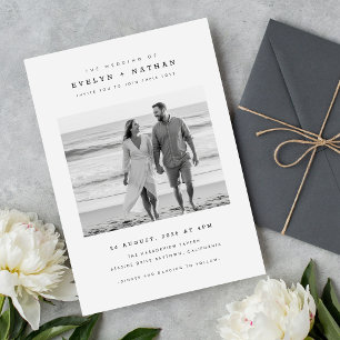 Invitation Mariage moderne avec photo en QR Code noir et blan