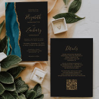 Mariage moderne avec QR code foncé agate sarcelle