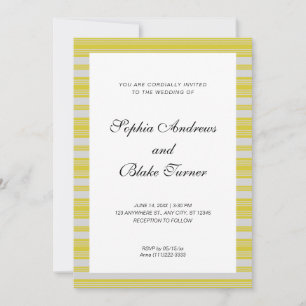 Invitation Mariage Moderne avec Rayures Jaune Foncé et Blanc
