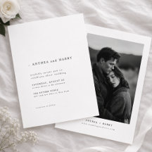 Mariage moderne avec typographie serif noire et bl