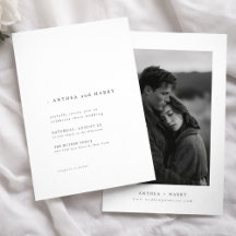 Mariage moderne avec typographie serif noire et bl