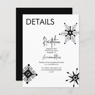 Invitation Mariage moderne Black Snowflake Détails