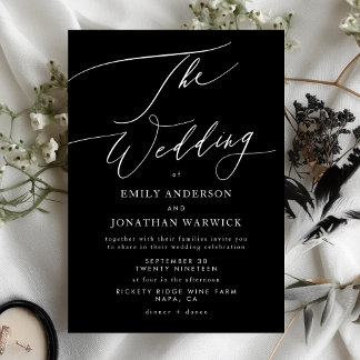 Invitation Mariage moderne blanc et noir simple