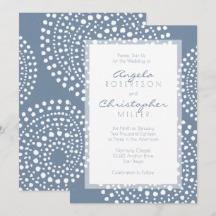 Invitation Mariage moderne bleu de Boho de denim