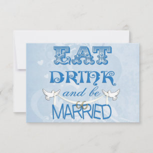 Invitation Mariage moderne bleu RSVP