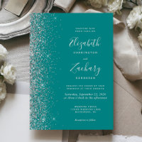 Mariage Moderne Bleu Turquoise Paillettes Argentée