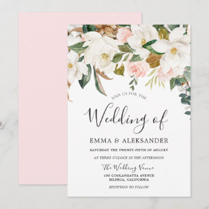 Invitation Mariage moderne Blush & White Watercolor
